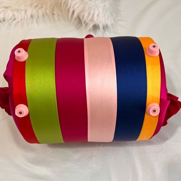 Vintage Colorful Striped Barrel Style Bag Mad In Korea - Picture 3 of 10